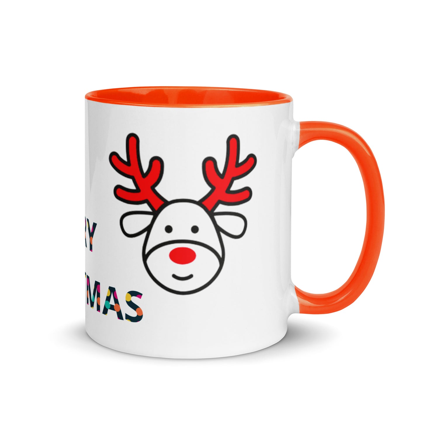 Mug with Color Inside - Christmas design reindeer with Merry christmas