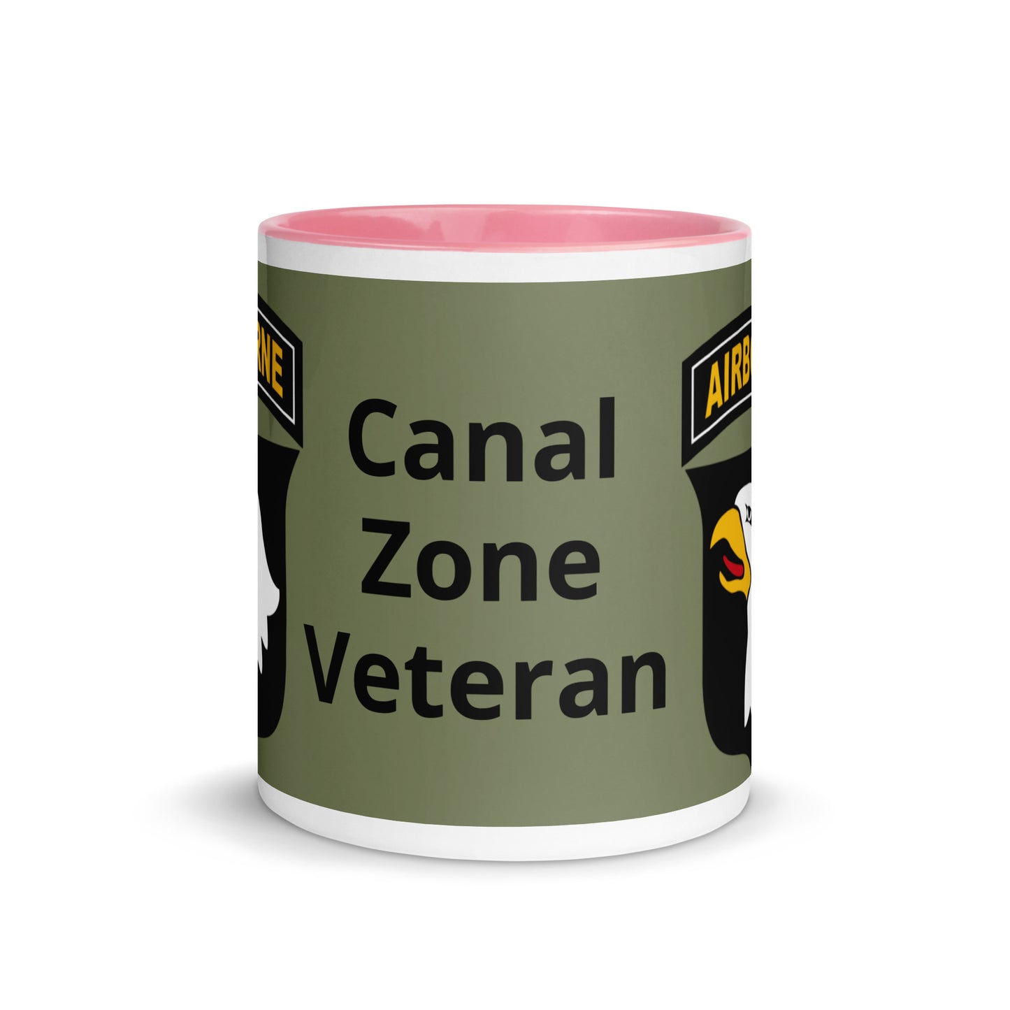 Mug with Color Inside - airborne design with army green background