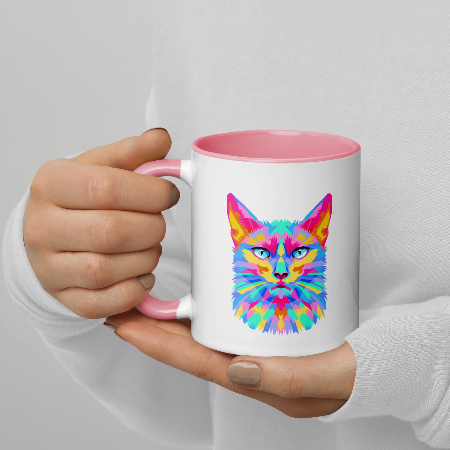 Mug with Color Inside - Pretty kitty design