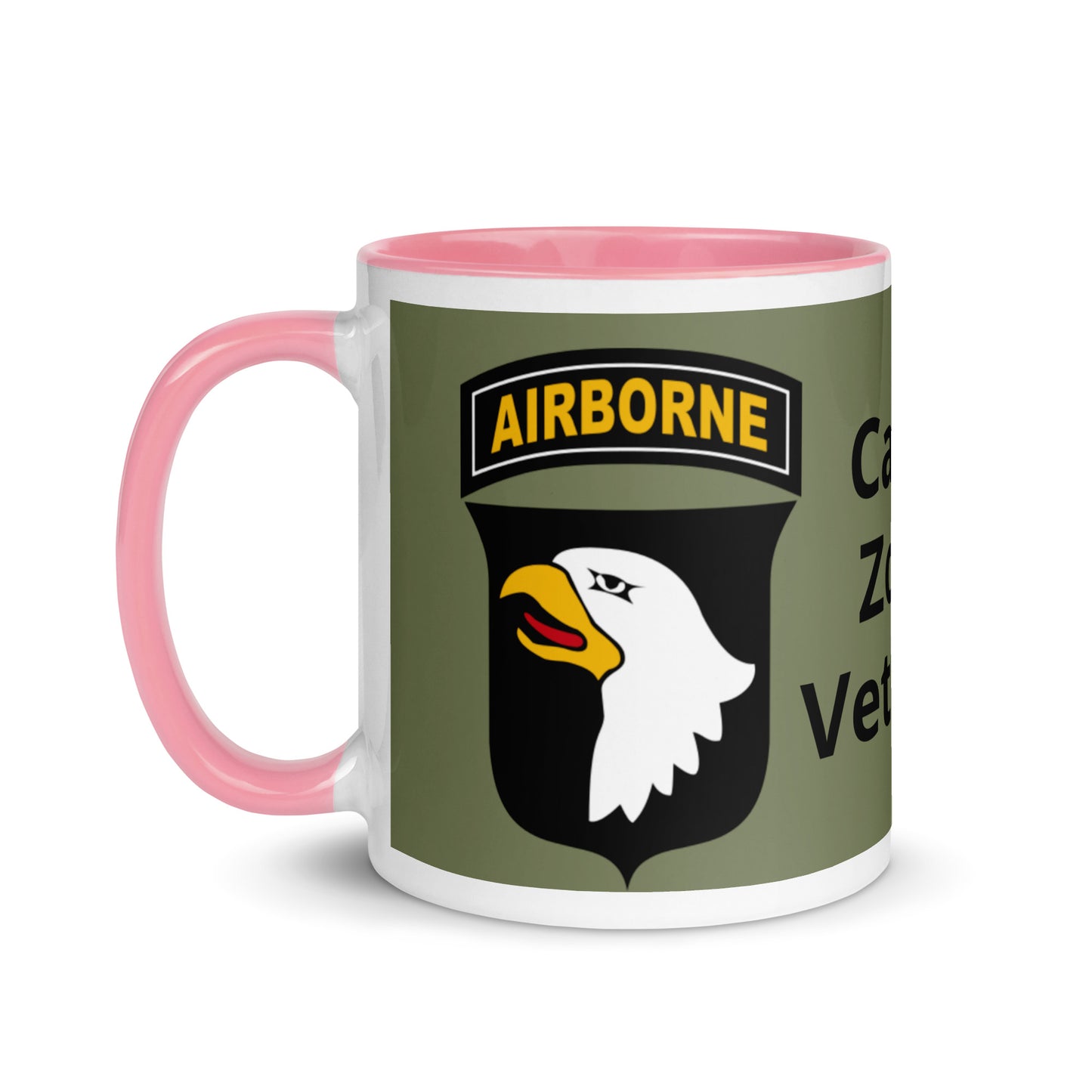 Mug with Color Inside - airborne design with army green background