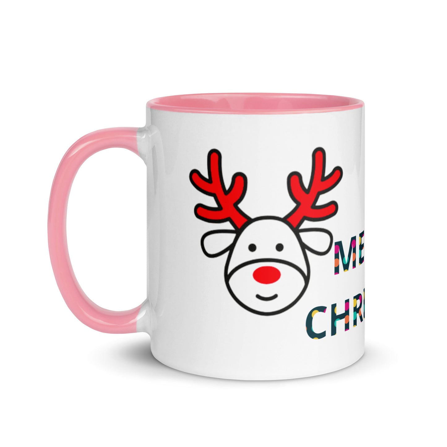 Mug with Color Inside - Christmas design reindeer with Merry christmas