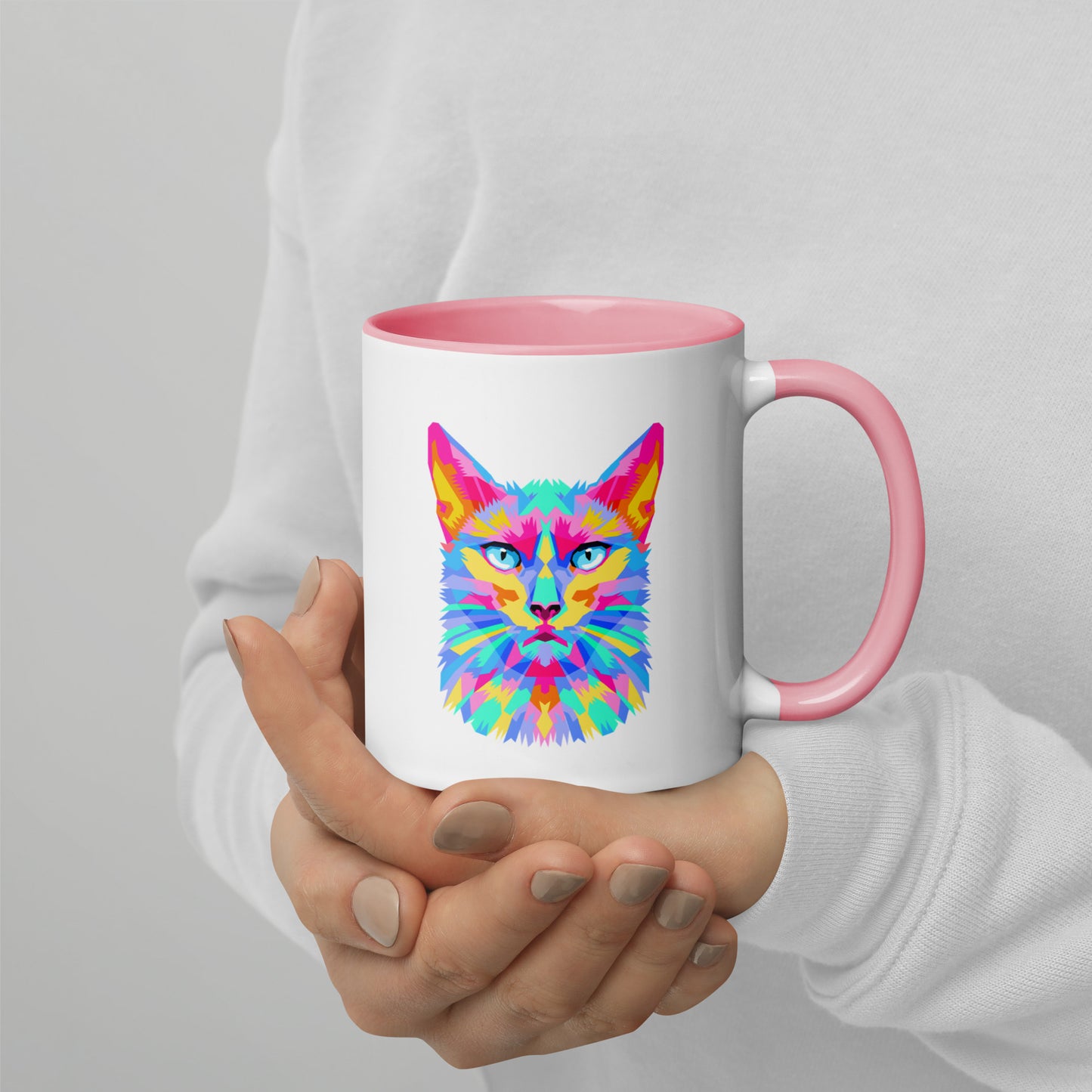 Mug with Color Inside - Pretty kitty design