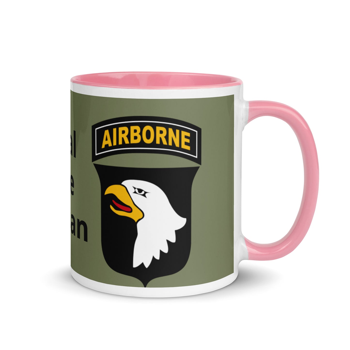 Mug with Color Inside - airborne design with army green background