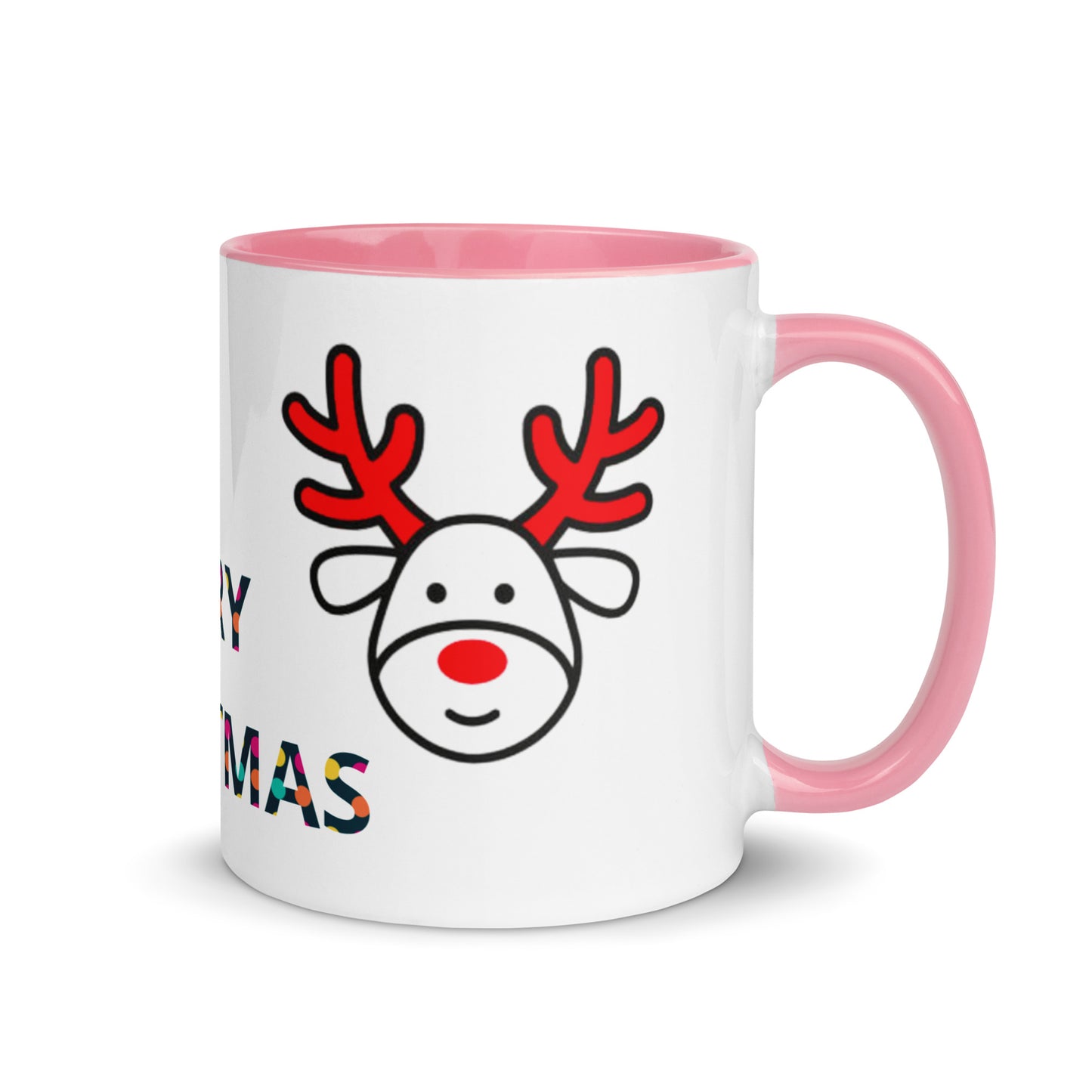Mug with Color Inside - Christmas design reindeer with Merry christmas