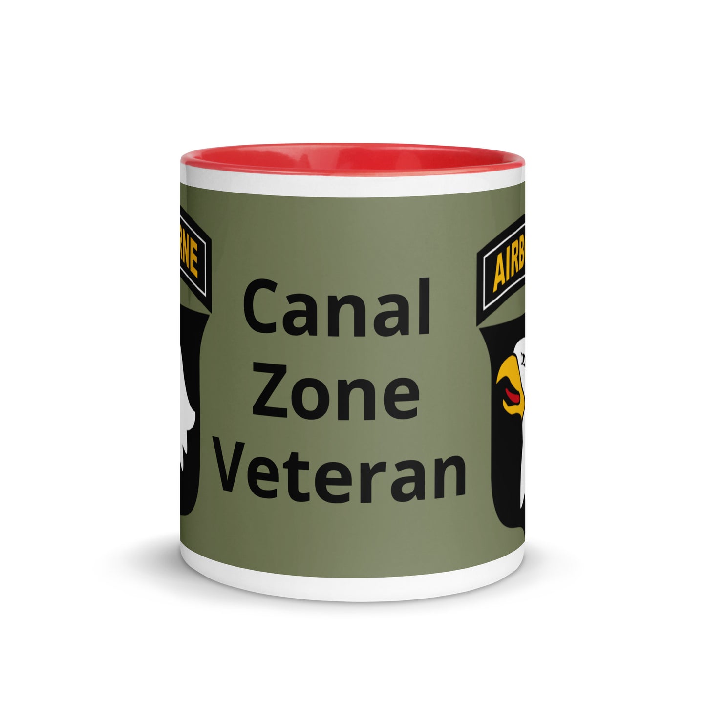 Mug with Color Inside - airborne design with army green background