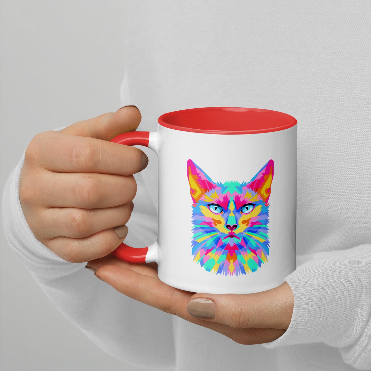 Mug with Color Inside - Pretty kitty design