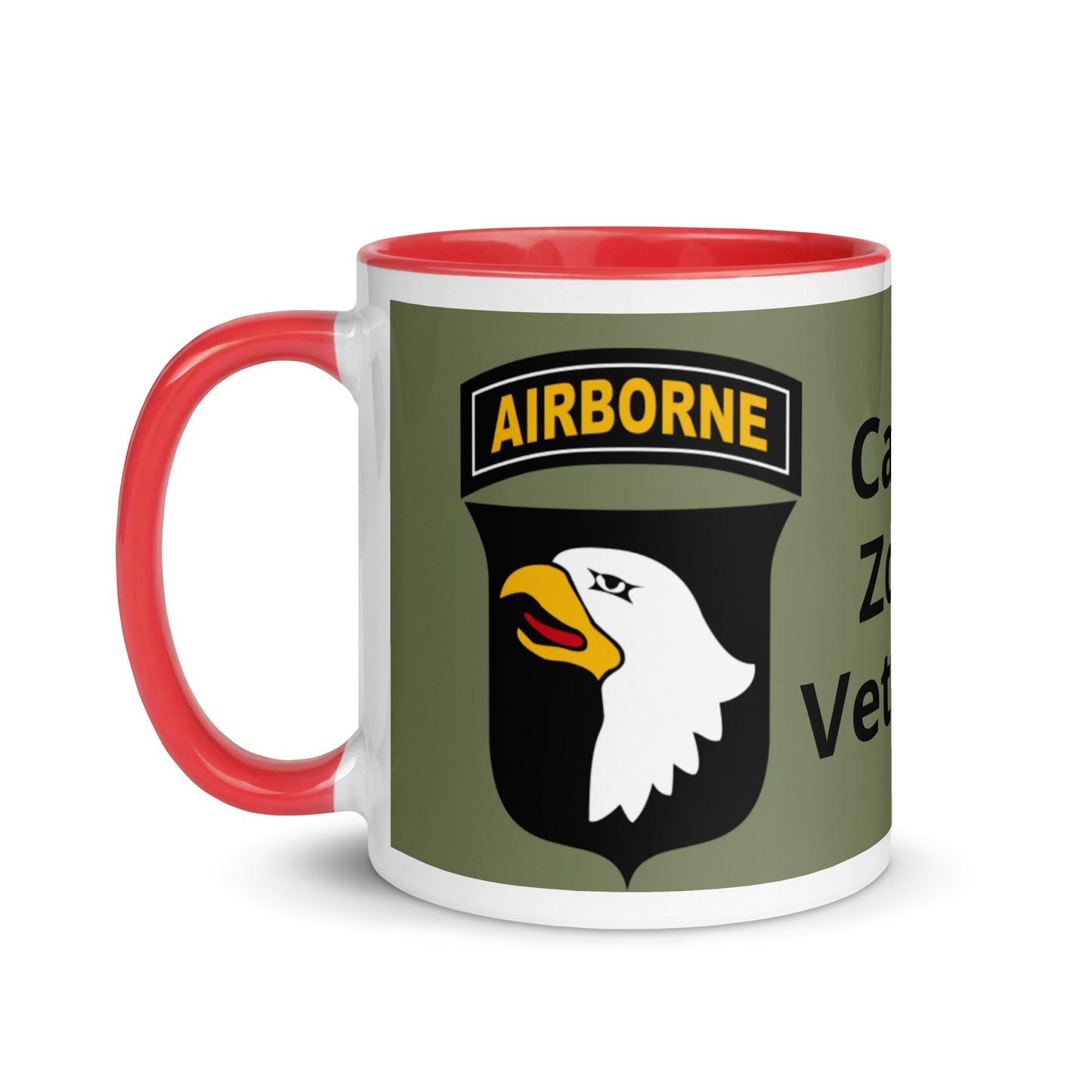 Mug with Color Inside - airborne design with army green background