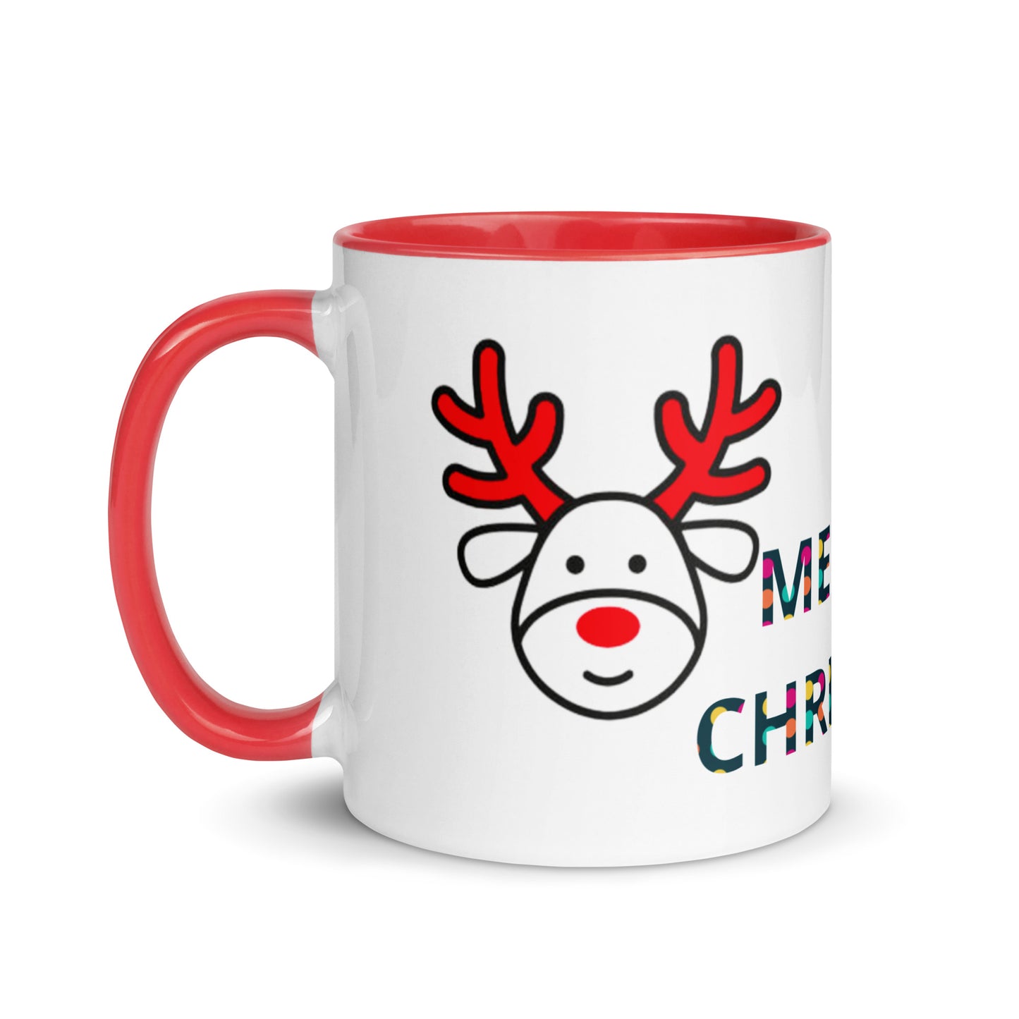 Mug with Color Inside - Christmas design reindeer with Merry christmas