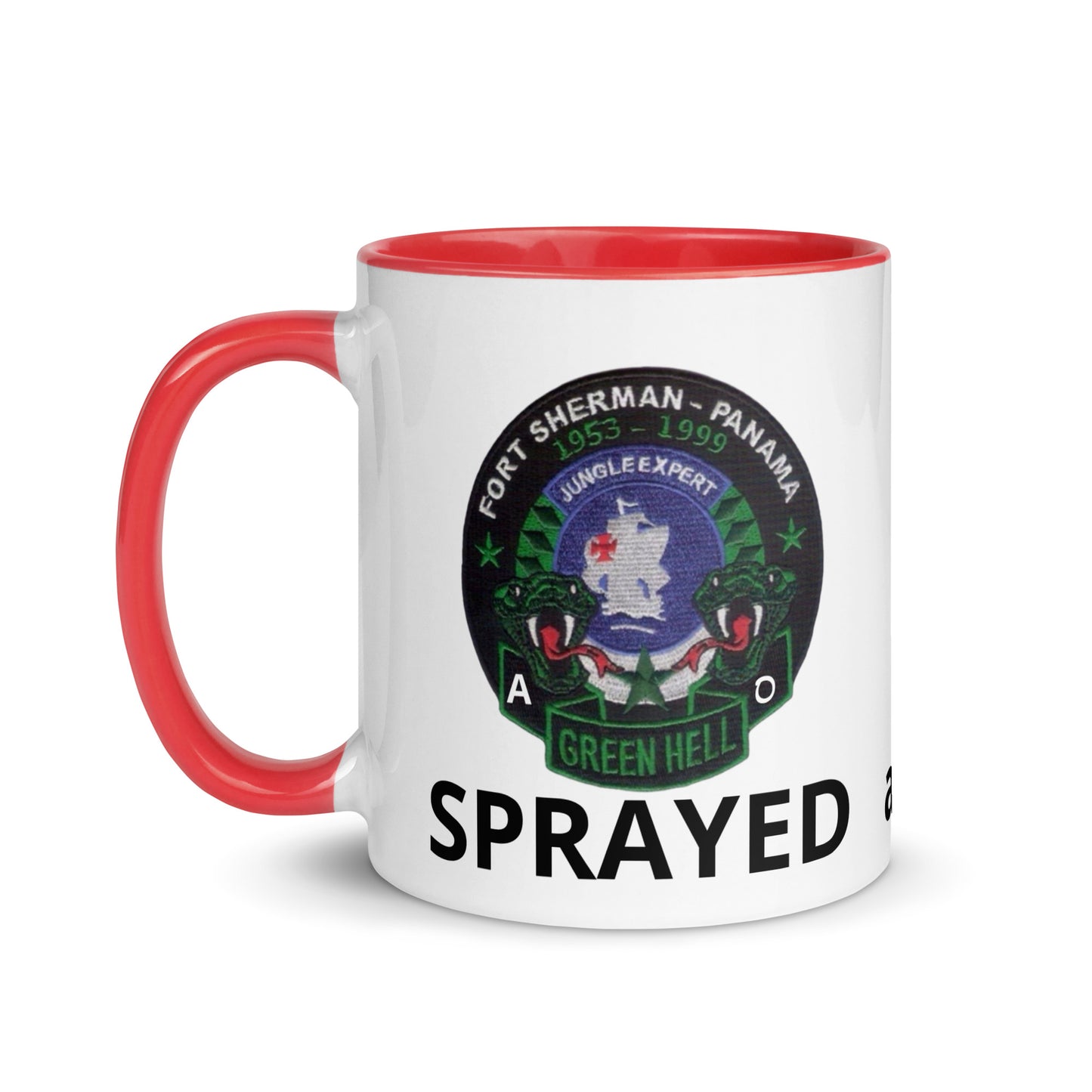 Panama Canal Zone Veterans Mug with Color Inside Green Hell Jungle Expert Design Sprayed and Betrayed