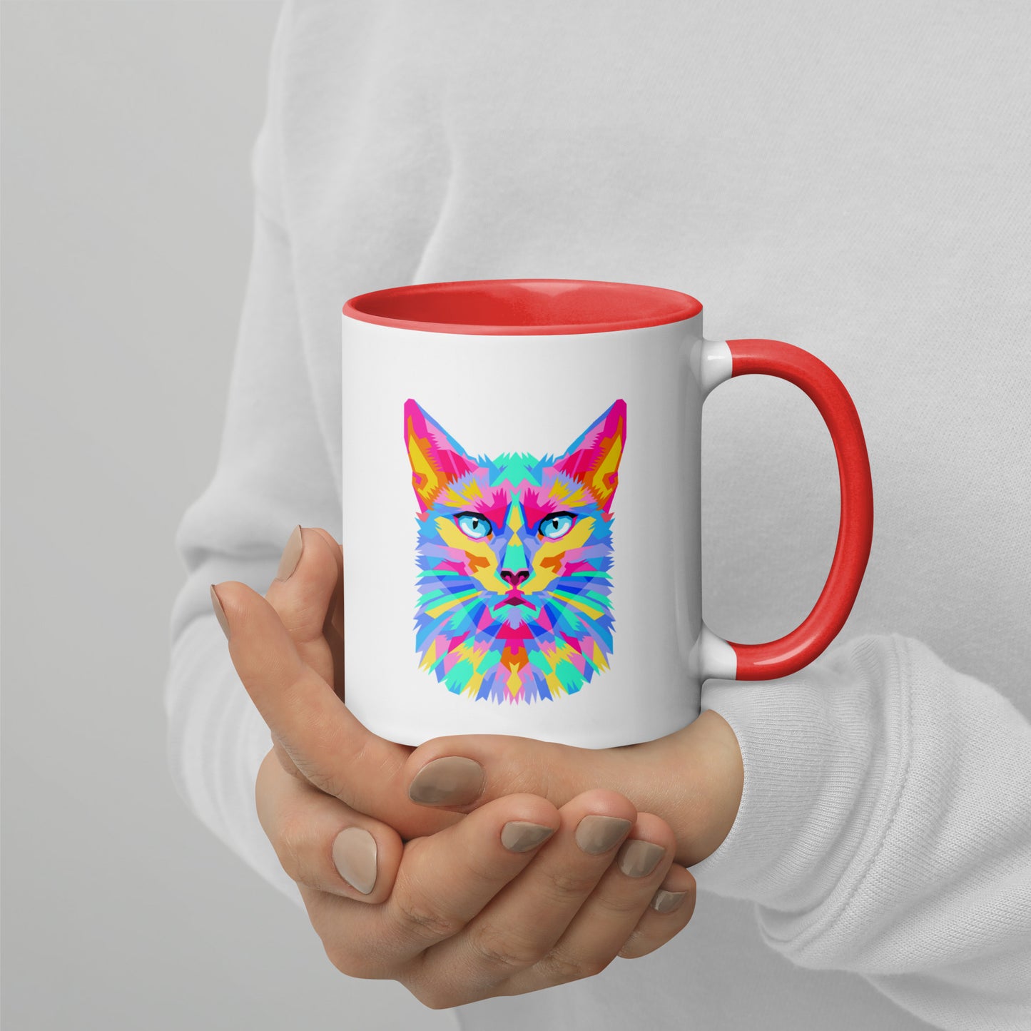 Mug with Color Inside - Pretty kitty design