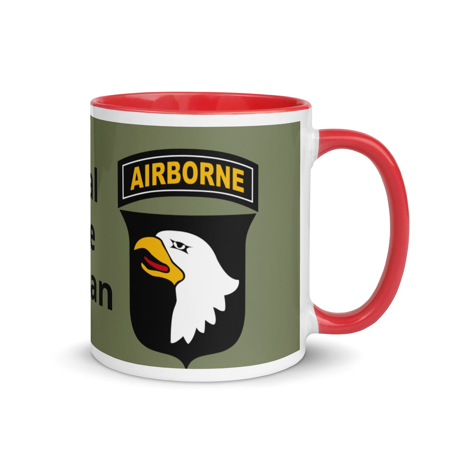 Mug with Color Inside - airborne design with army green background