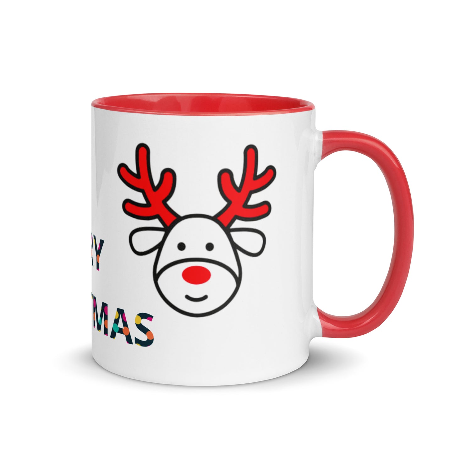 Mug with Color Inside - Christmas design reindeer with Merry christmas
