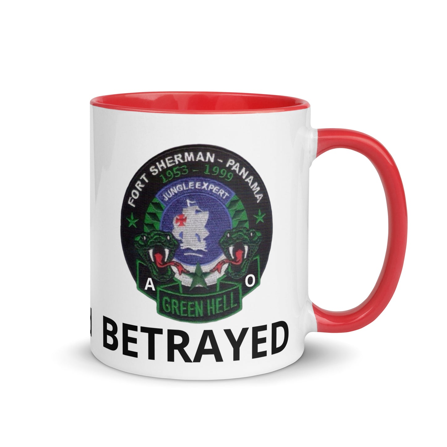 Panama Canal Zone Veterans Mug with Color Inside Green Hell Jungle Expert Design Sprayed and Betrayed