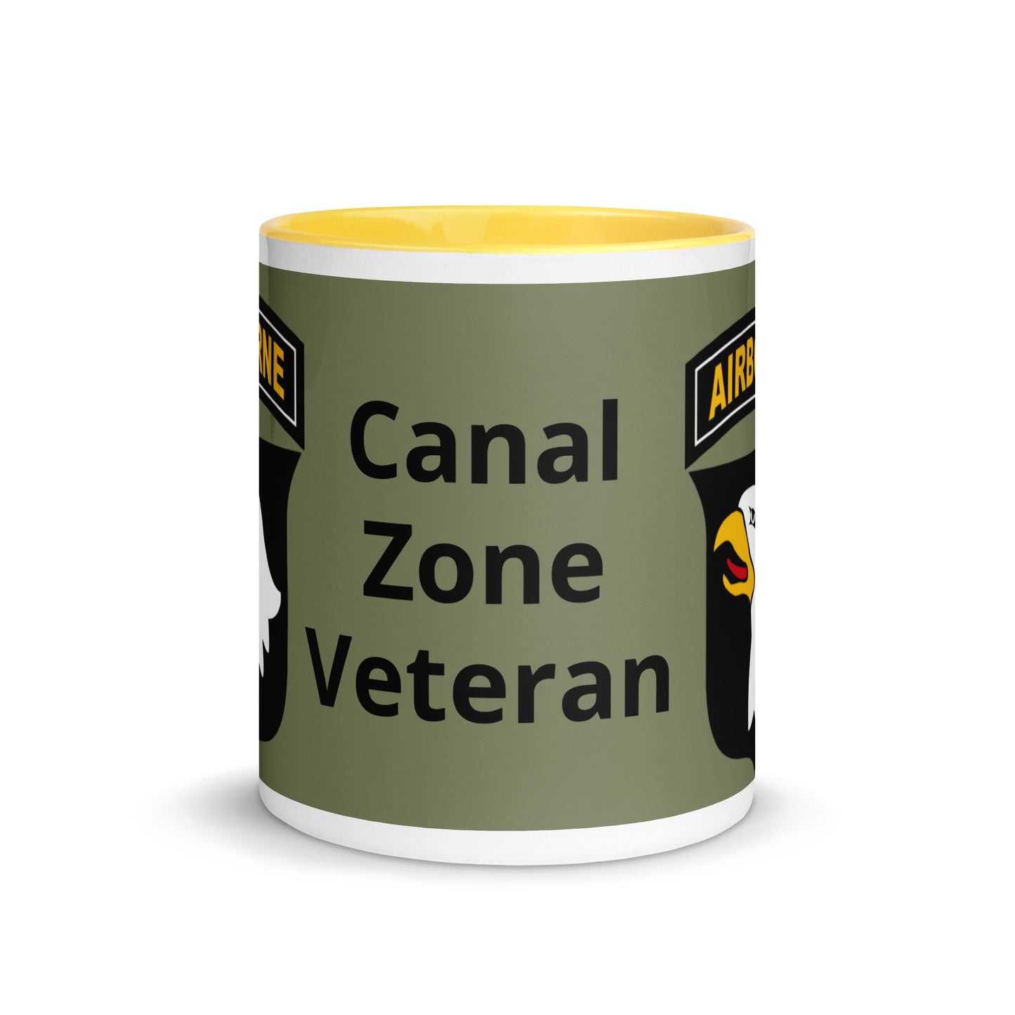 Mug with Color Inside - airborne design with army green background