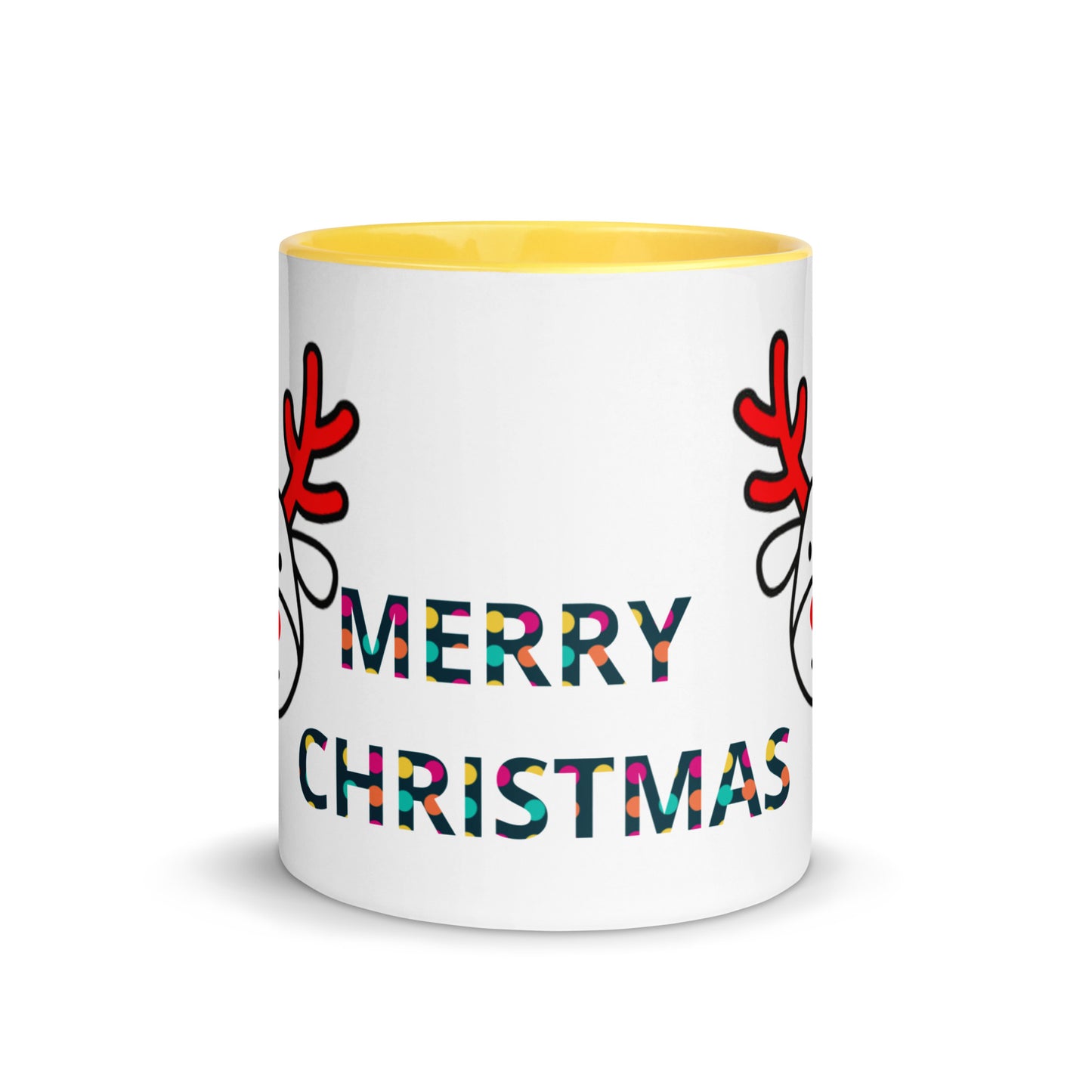 Mug with Color Inside - Christmas design reindeer with Merry christmas
