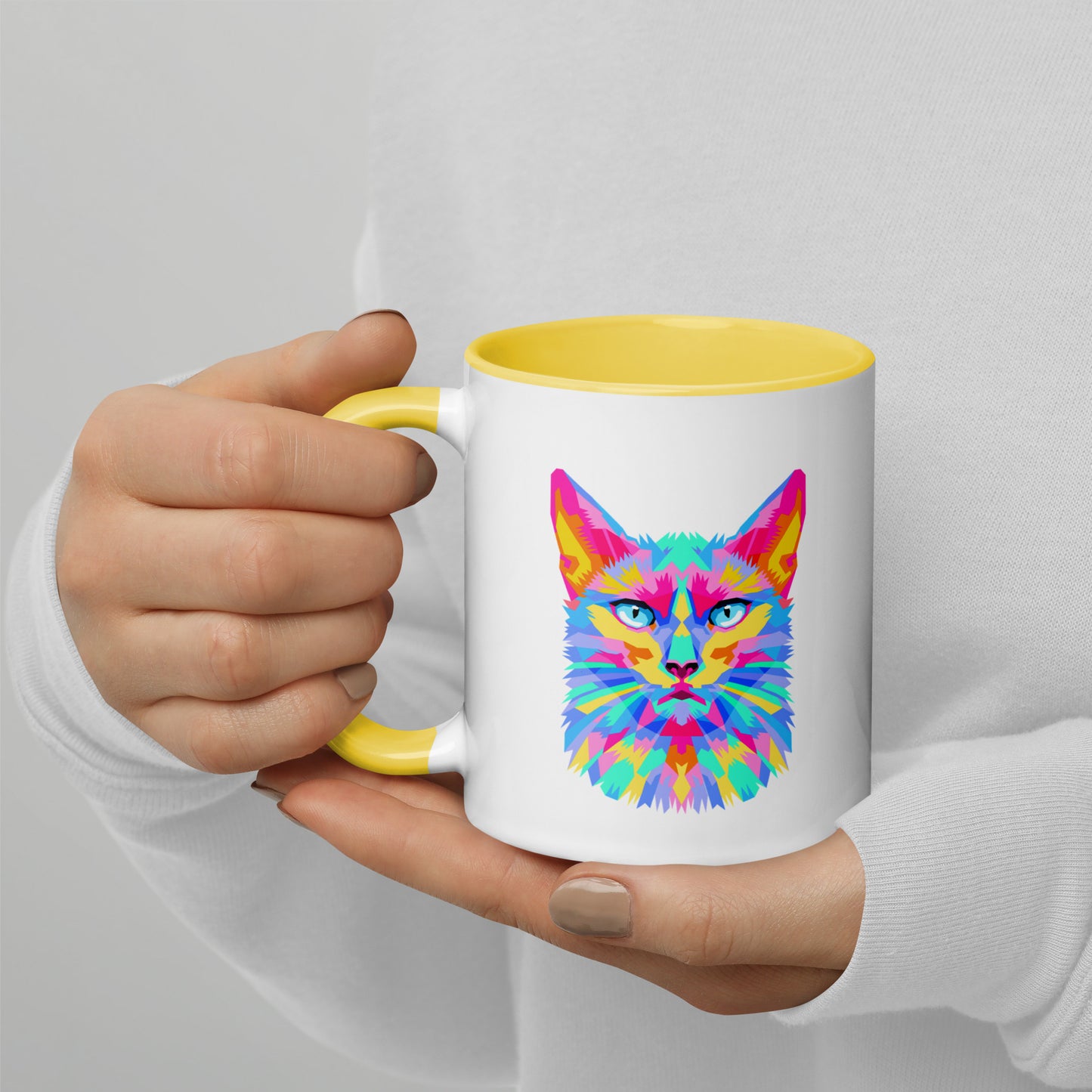 Mug with Color Inside - Pretty kitty design