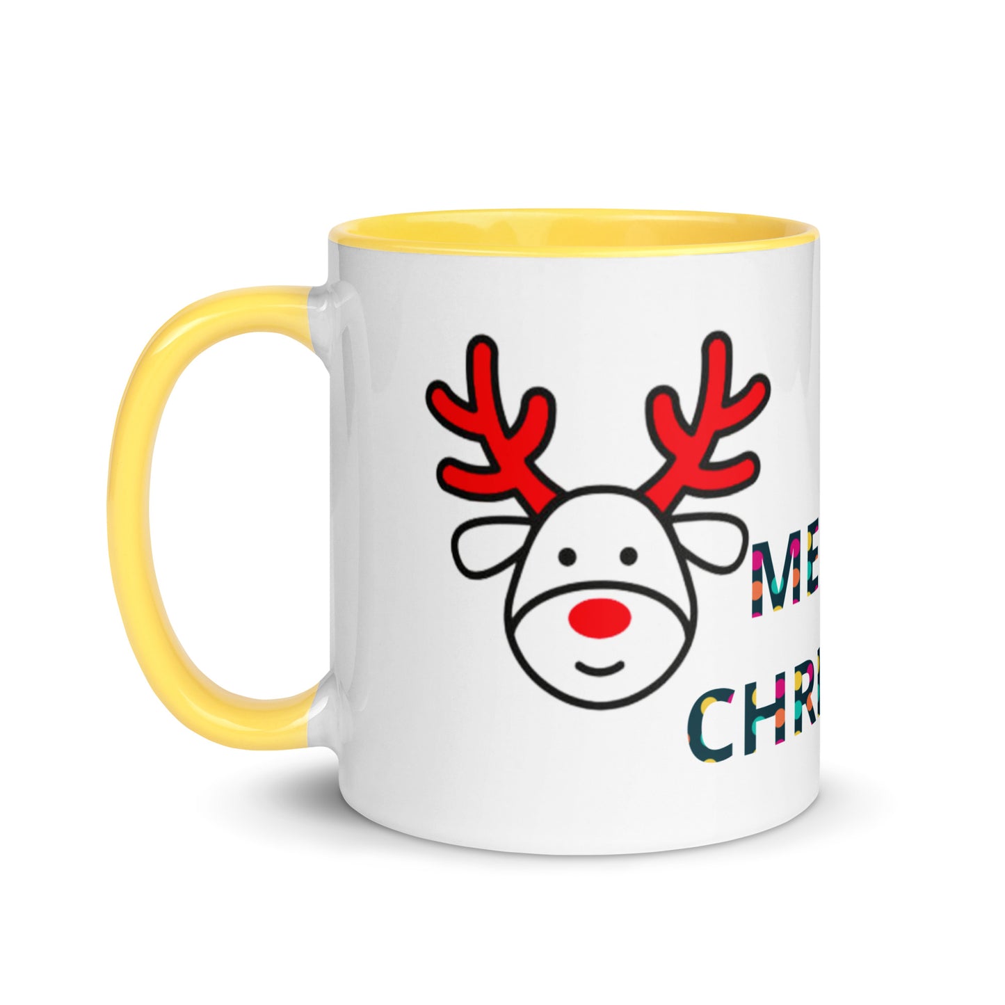 Mug with Color Inside - Christmas design reindeer with Merry christmas
