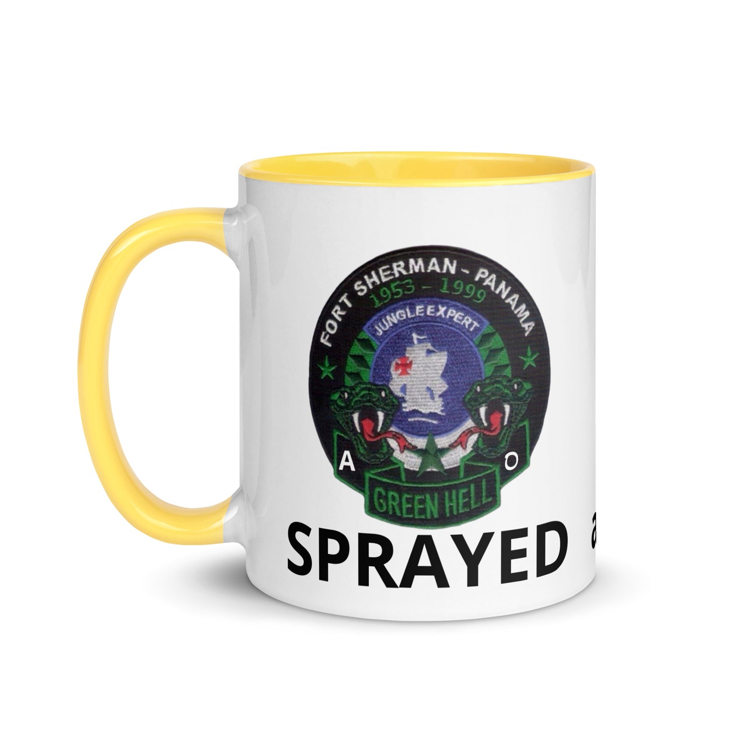 Panama Canal Zone Veterans Mug with Color Inside Green Hell Jungle Expert Design Sprayed and Betrayed