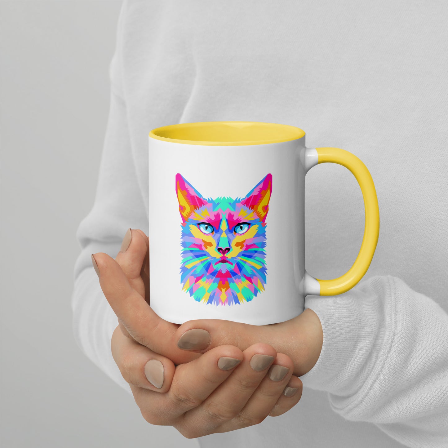 Mug with Color Inside - Pretty kitty design