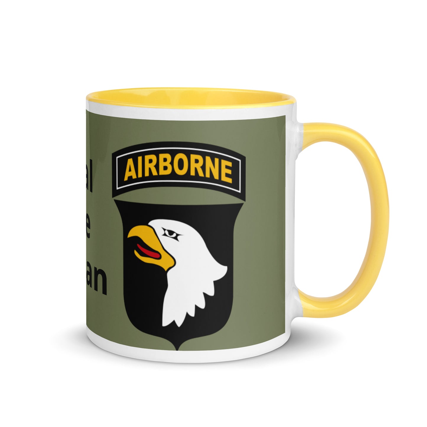 Mug with Color Inside - airborne design with army green background
