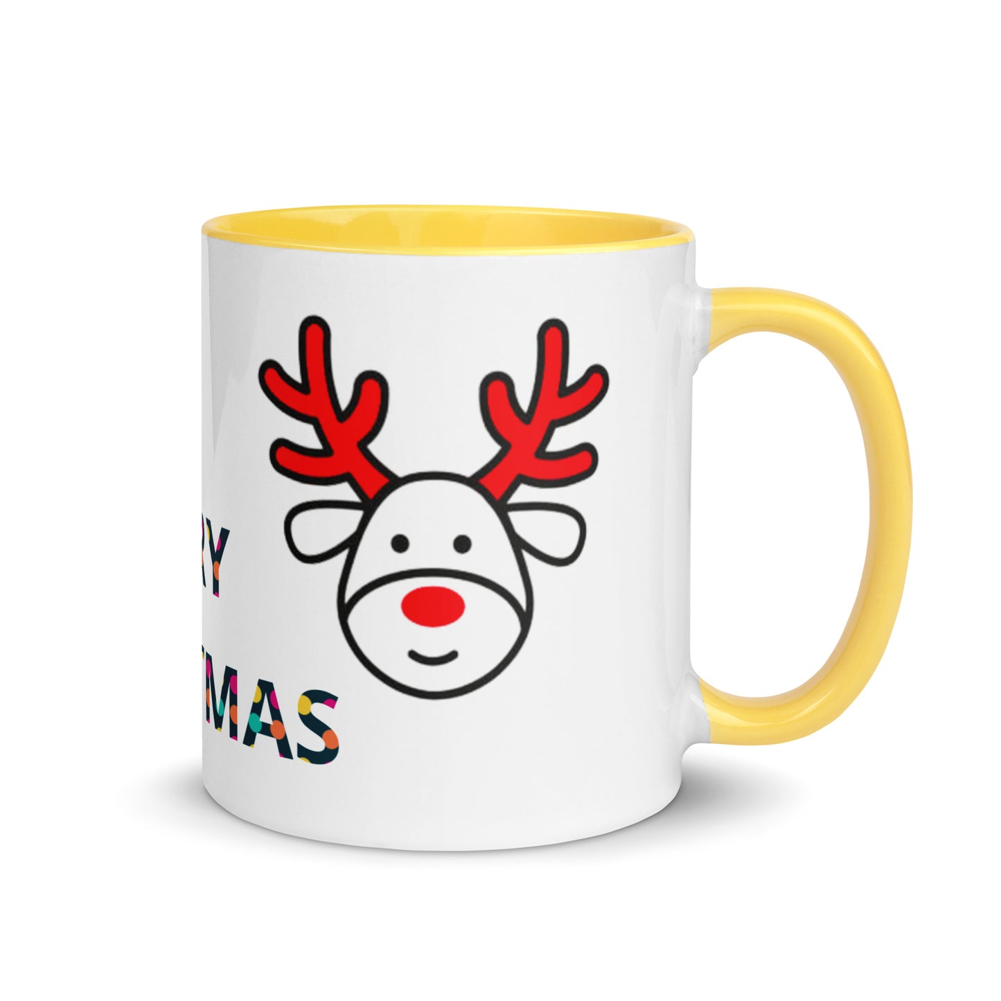 Mug with Color Inside - Christmas design reindeer with Merry christmas