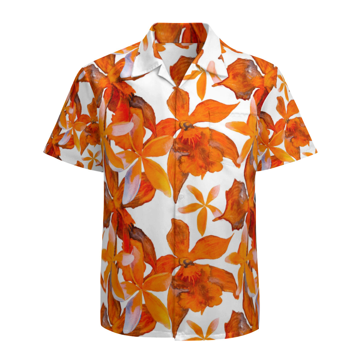 Hawaiian shirt - Orange and white flower design