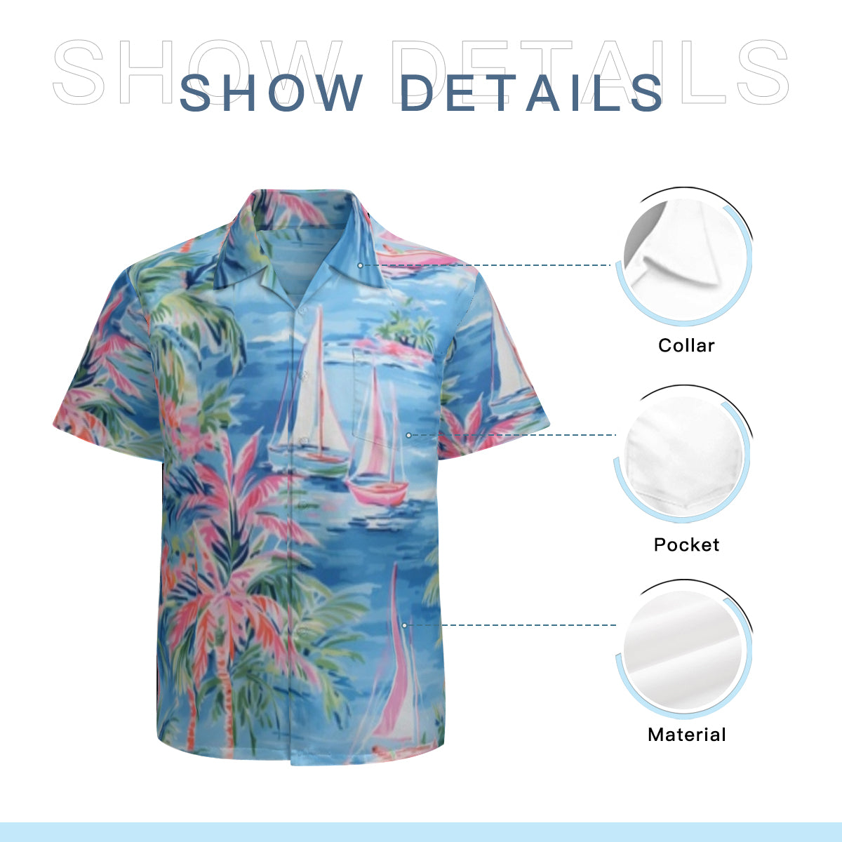 Hawaiian shirt - pink and blue hawaiian scene