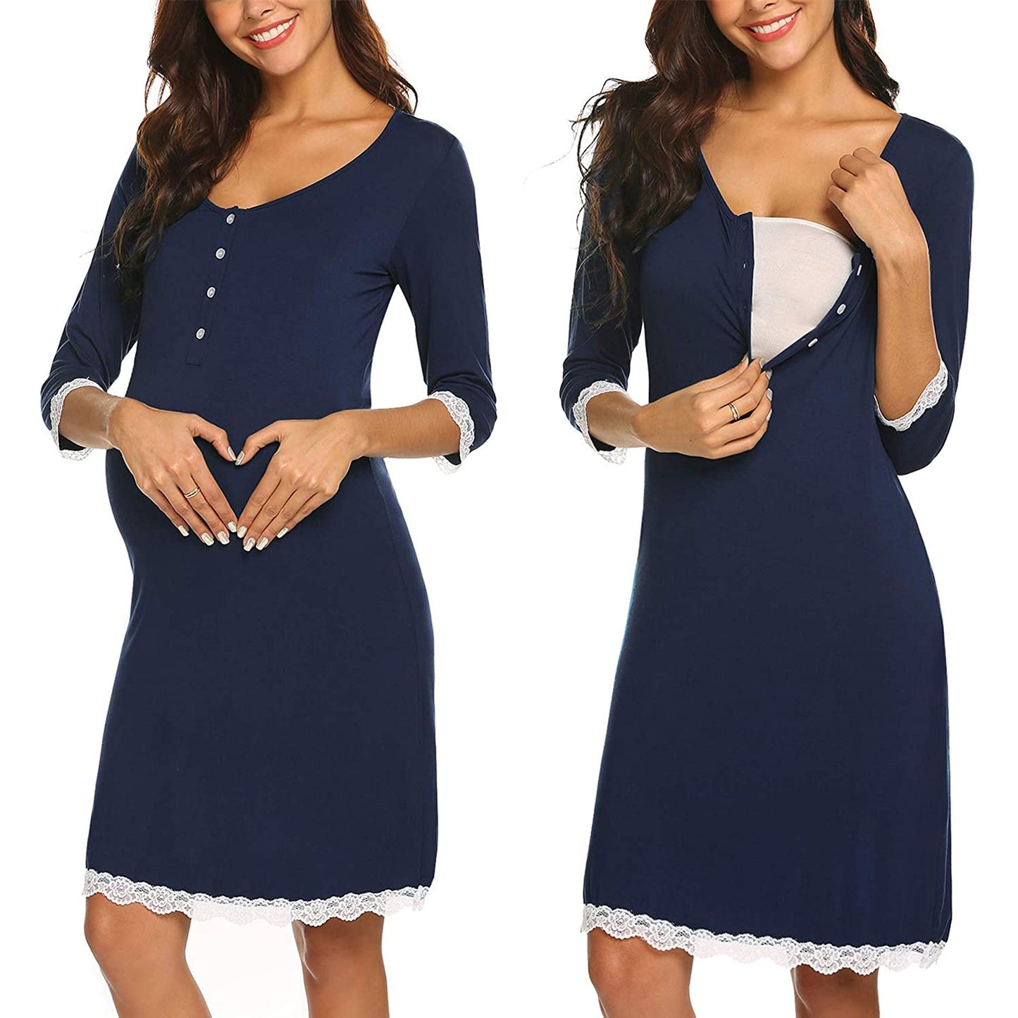 Maternity dress - Pregnant Women Breastfeeding Five-point Sleeve Dress