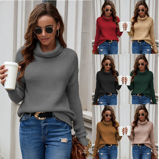 Women’s Long sleeve shirt - New Thick Thread Long Sleeve High Collar Pullover Sweater For Women