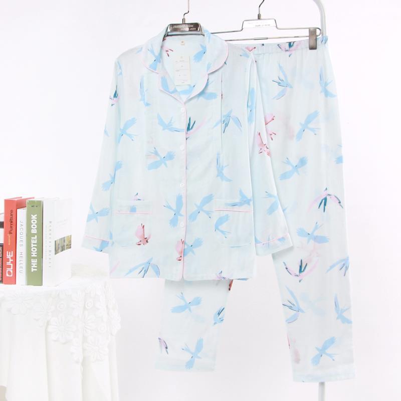 Women’s Pajamas - Spring And Autumn Pure Cotton Gauze Thin and comfortable PJs