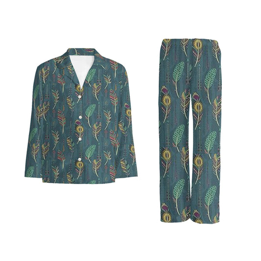 Men’s Pajamas - Feathers in green