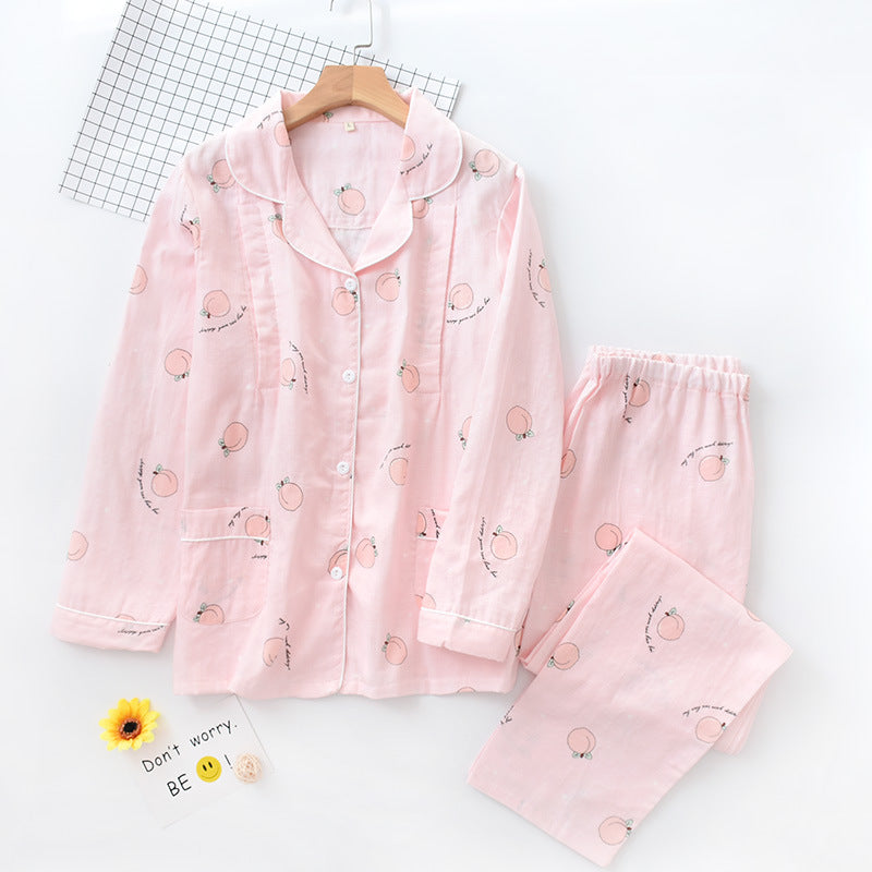 Women’s Pajamas - Spring And Autumn Pure Cotton Gauze Thin and comfortable PJs