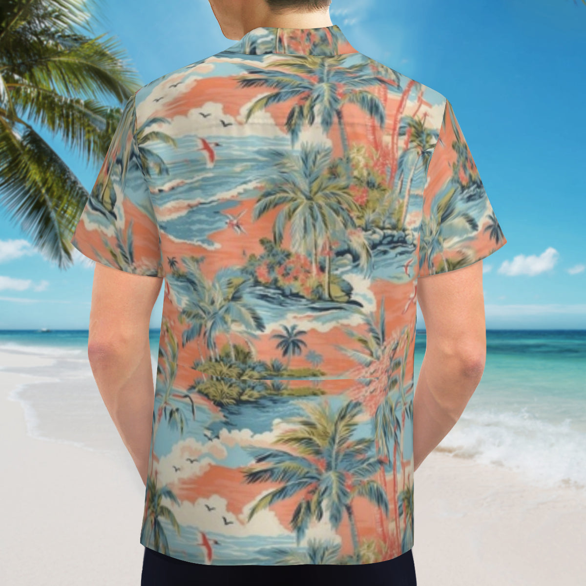 Hawaiian shirt - Orange and blue scene