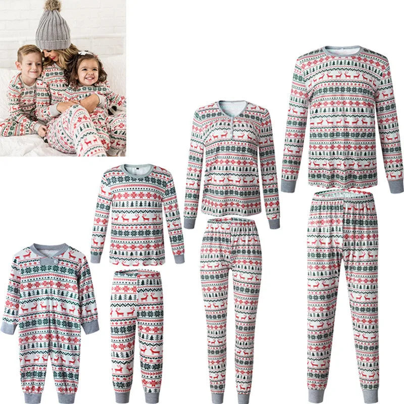 2024 Christmas Family Matching Pajamas New Year Xmas Father Mother Kids Baby Clothes Set Dad Mom And Daughter Son Pajamas Outfit