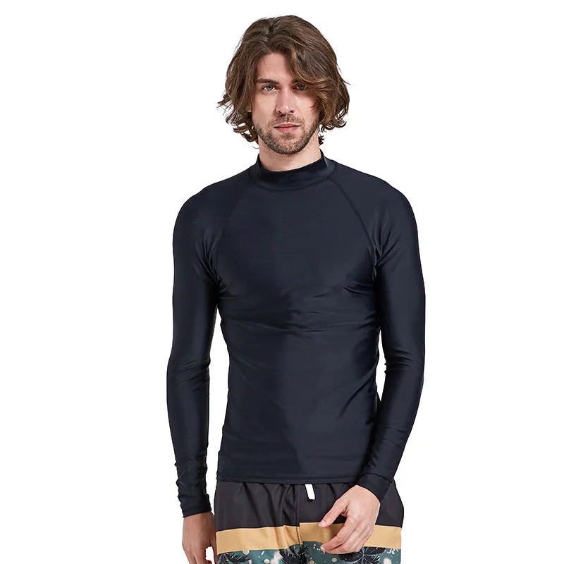 Rashguard Men's Long Sleeve Zipper Surf Swim Rash Guard Swimwear, Yellow Rashguard Diving Tops, Man Sun-Protective Sports Shirt