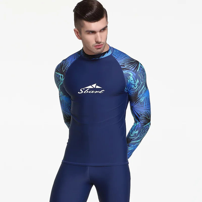 Rashguard Men's Long Sleeve Zipper Surf Swim Rash Guard Swimwear, Yellow Rashguard Diving Tops, Man Sun-Protective Sports Shirt