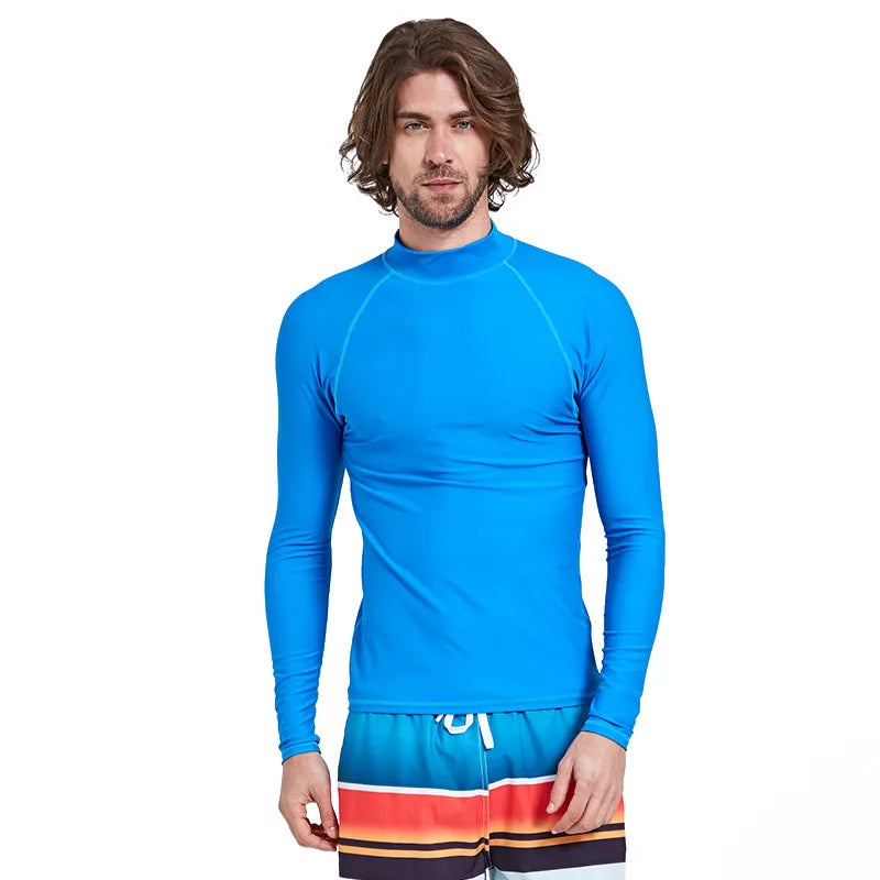 Rashguard Men's Long Sleeve Zipper Surf Swim Rash Guard Swimwear, Yellow Rashguard Diving Tops, Man Sun-Protective Sports Shirt