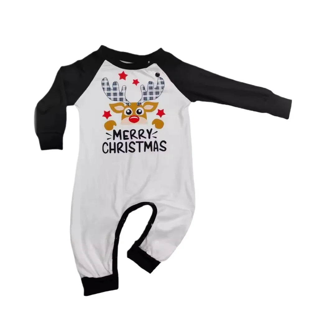 Christmas Family Matching Outfits Mom Dad Kids 2 Pieces Pajamas Set Baby Rompers Casual Loose Sleepwear Xmas Family Look Pajamas