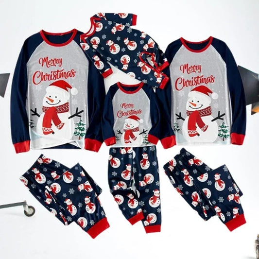 Christmas pajamas Merry Christmas Family Matching Outfit Cartoon Print Cute Soft Sleepwear Parent-child 2 Pieces Suit Baby Romper Warm Pajamas Set