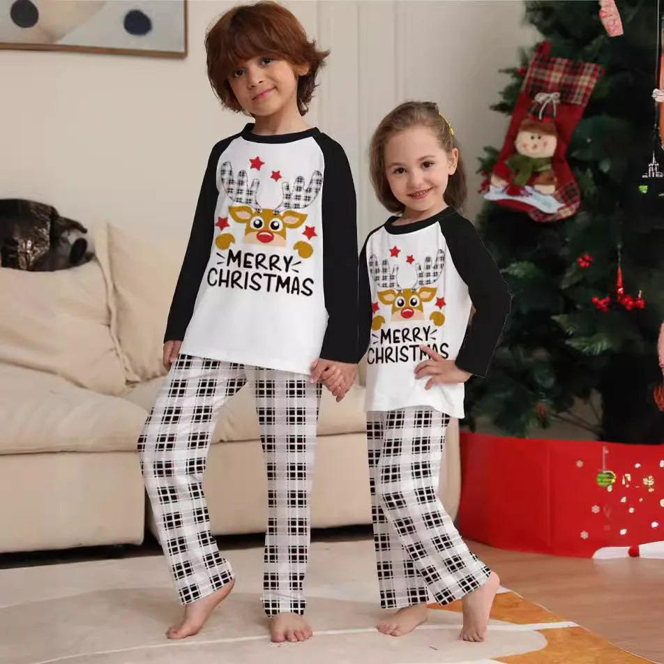 Christmas Family Matching Outfits Mom Dad Kids 2 Pieces Pajamas Set Baby Rompers Casual Loose Sleepwear Xmas Family Look Pajamas