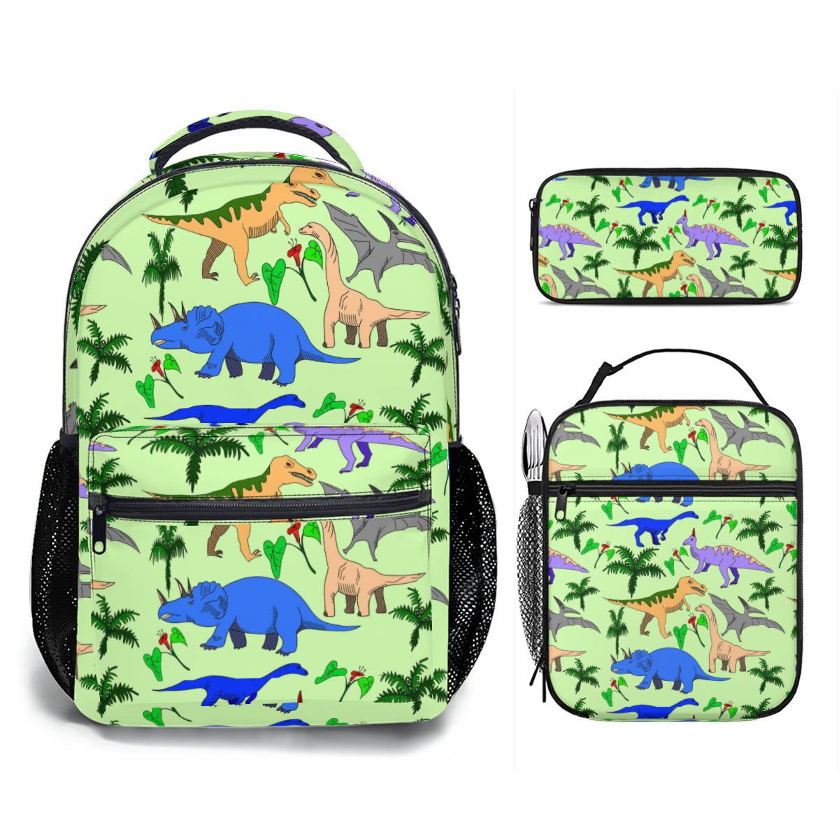 Backpack combo - dinosaur design with green dinosaur scales for straps