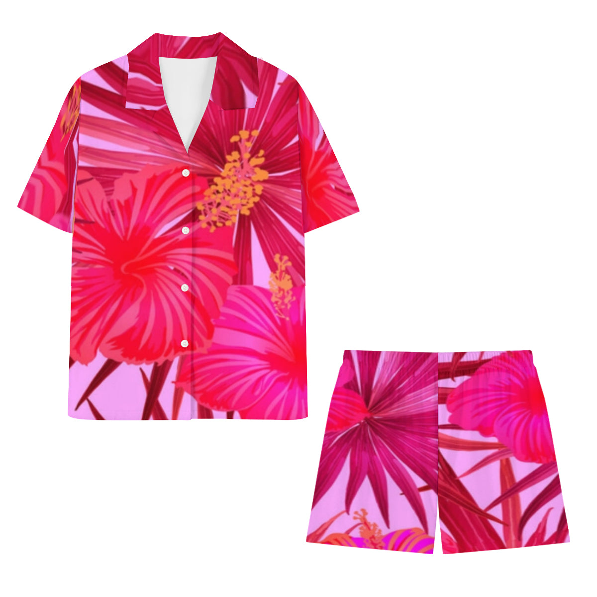 Women's pajamas - pink and red flowers