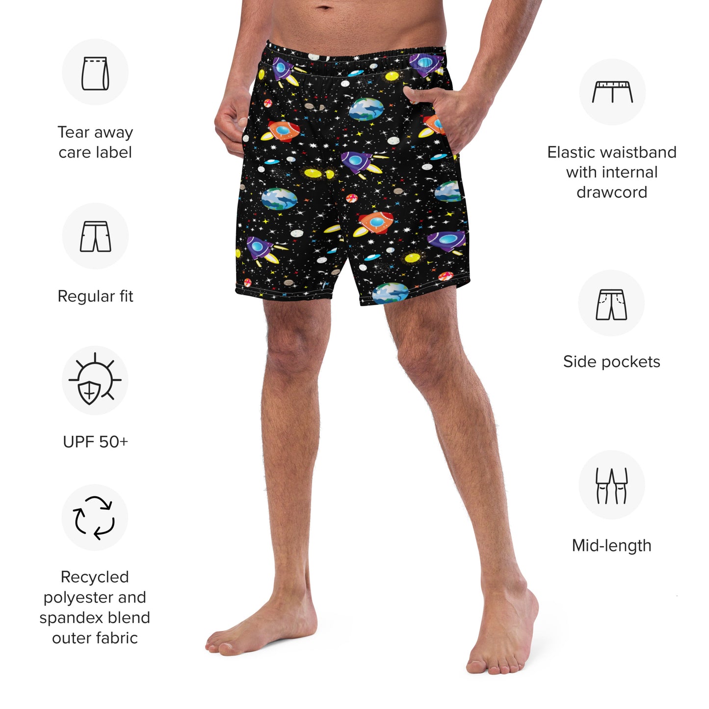 All-Over Print Recycled Swim Trunks