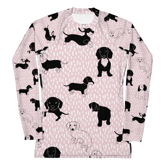 Rashguard - dog designs in pink and white Women's Rash Guard