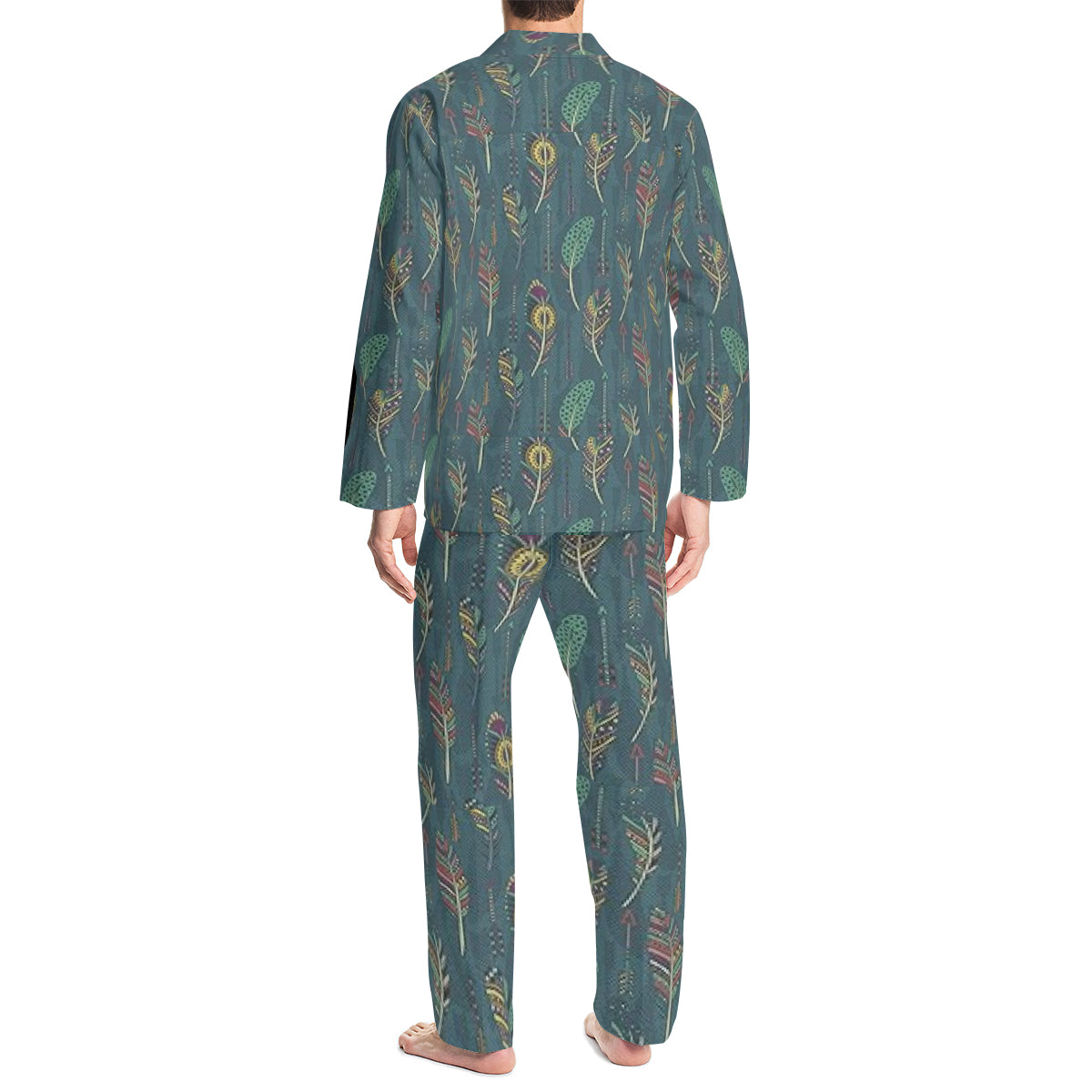 Men’s Pajamas - Feathers in green