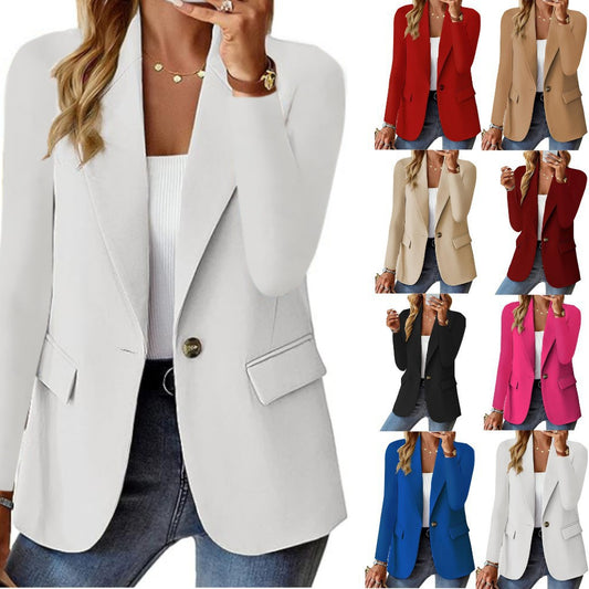 Women’s Jacket - Suit jacket - Polyester Autumn Long Sleeve Solid Color