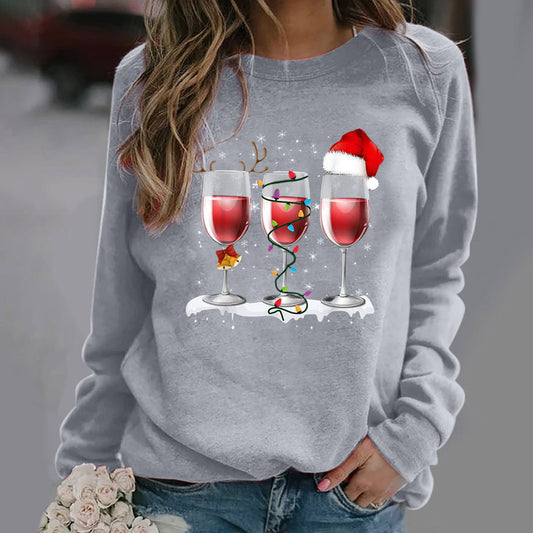 Women’s Long sleeve pullover - Printed Long Sleeve Round-neck Sweater For Women