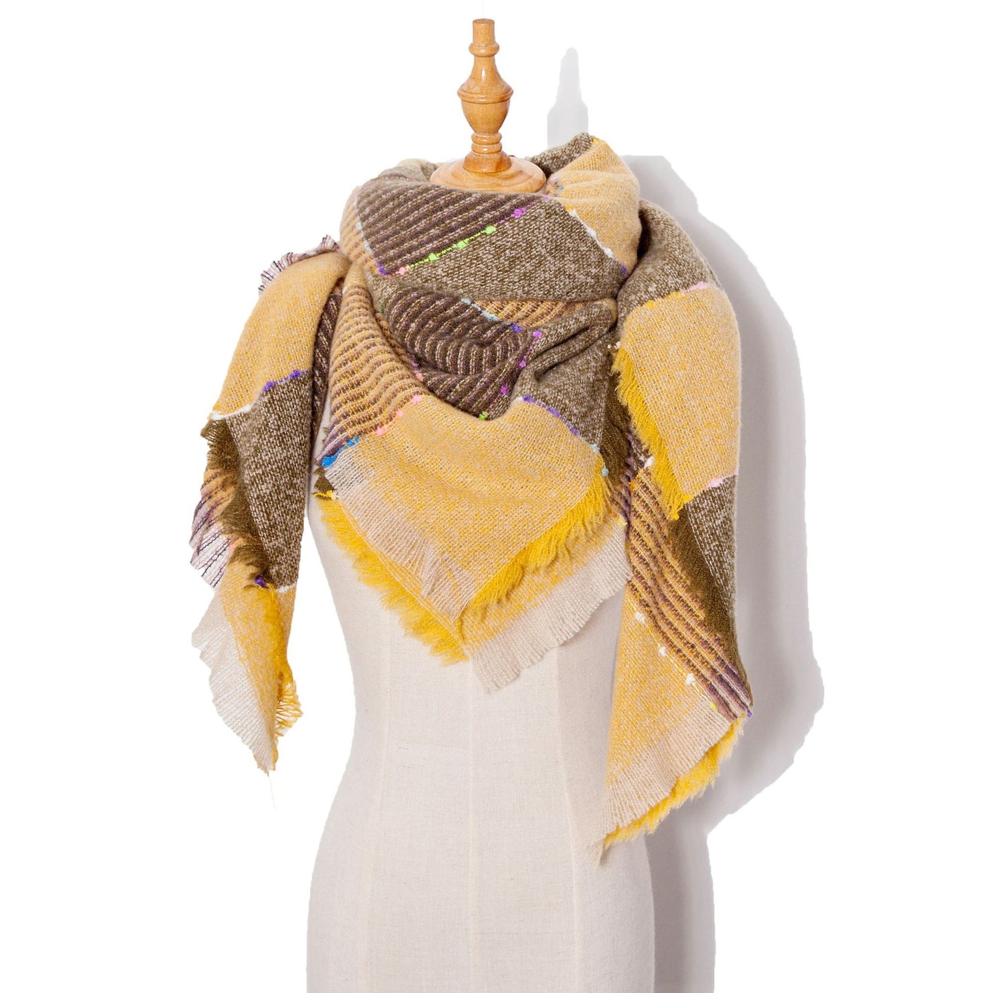 Women’s Neck Scarf - Autumn And Winter Ribbon Large Plaid Triangle Scarf Women's Shawl