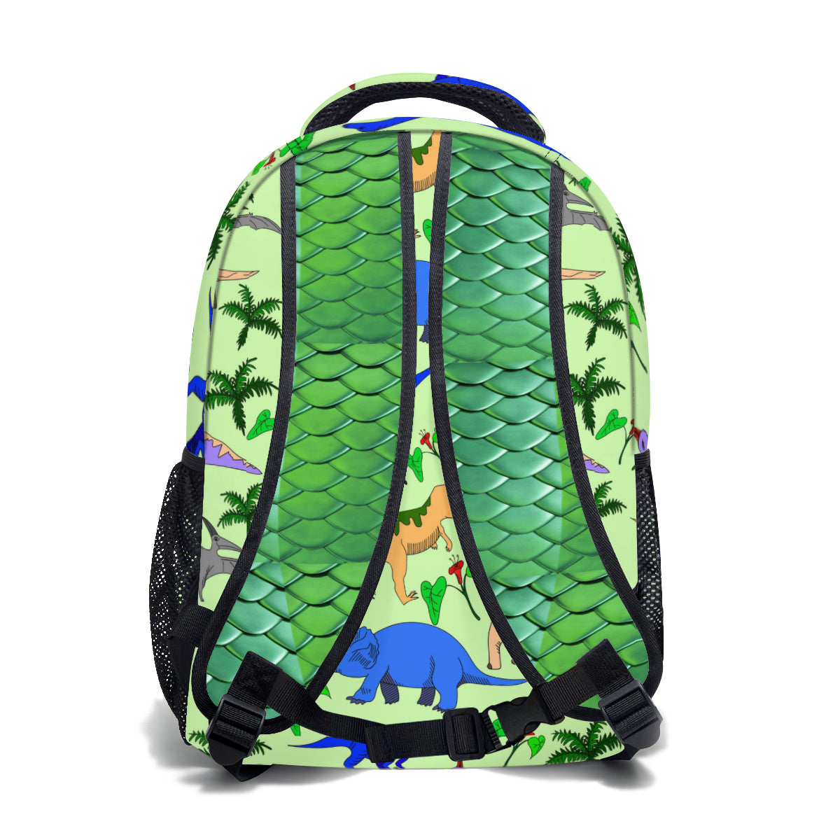 Backpack combo - dinosaur design with green dinosaur scales for straps