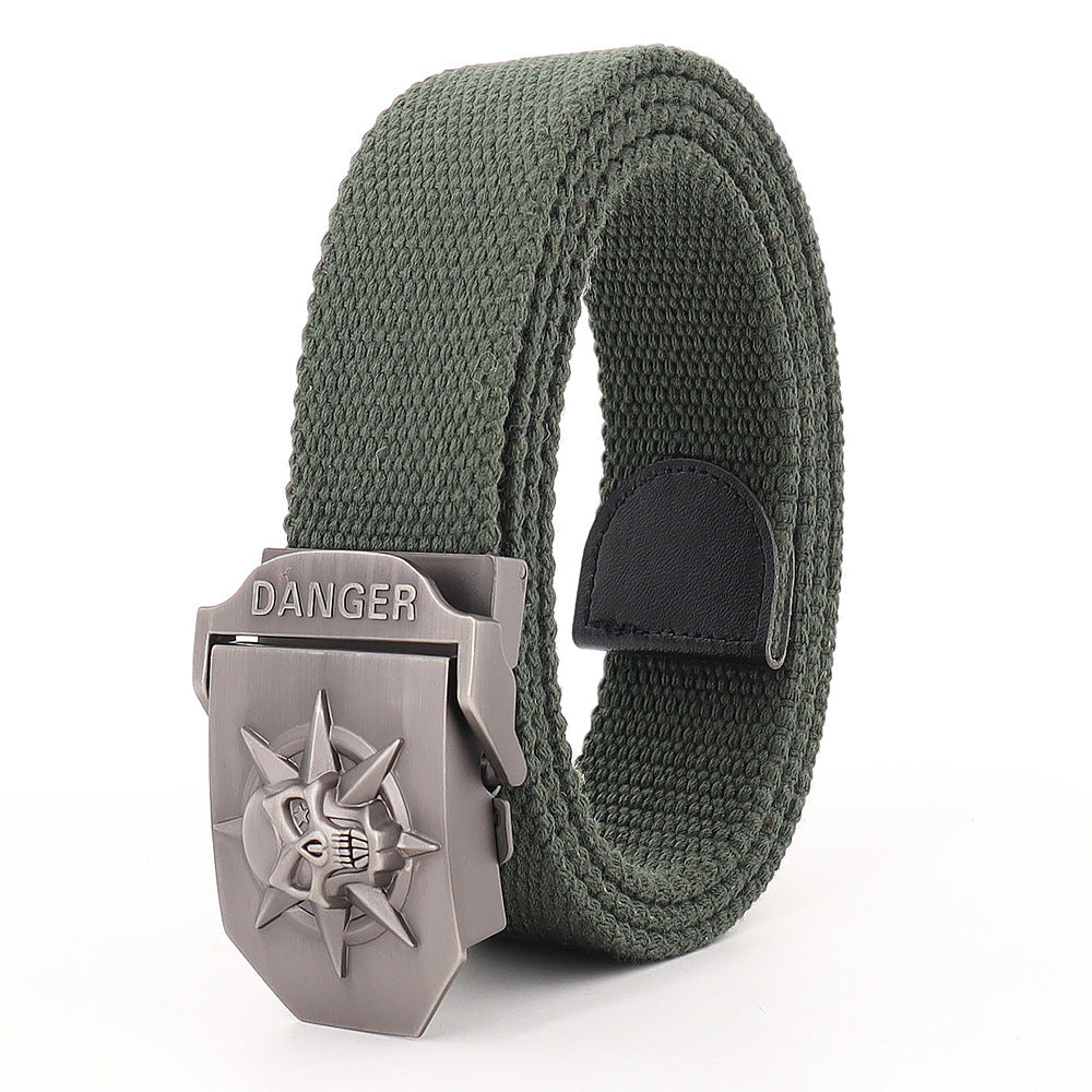 Panama Canal Zone Veterans - Skull Alloy Thickened Canvas Belt Lengthened Automatic Buckle